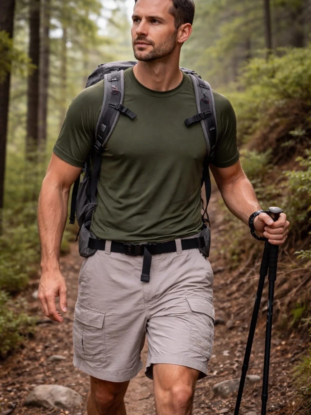 The North Face Cargo Shorts Mens L Belted Hiking Outdoor Nylon